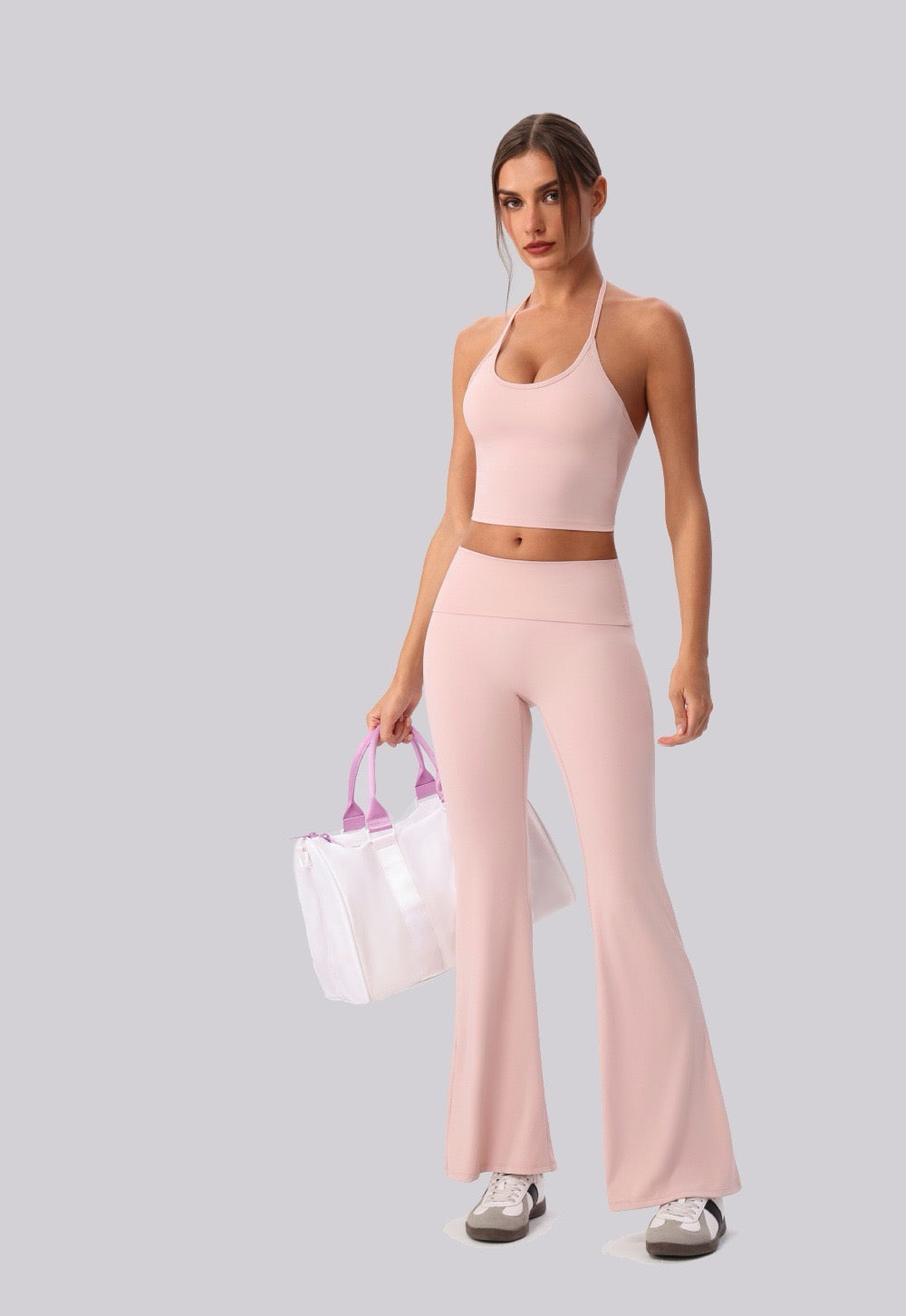 backless crop top athleisure wear pink
