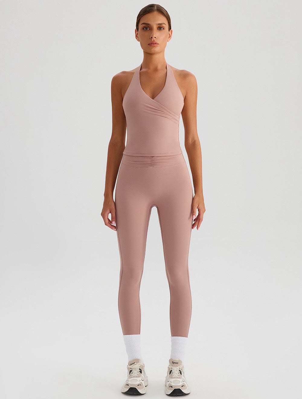 pink backless gym top seamless