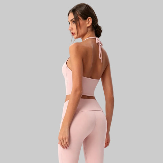 backless halter top pink