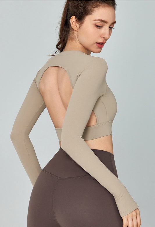backless sports top long sleeve