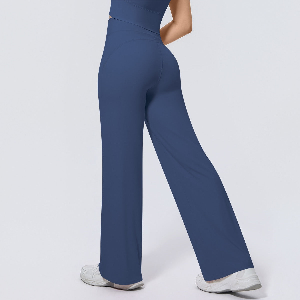 blue basic wide leg pants for women