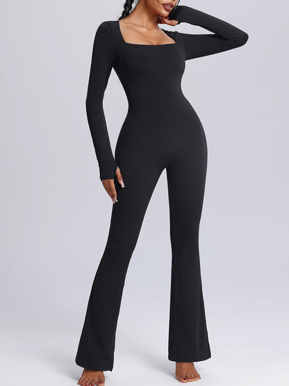 black flare yoga jumpsuit for women 2026