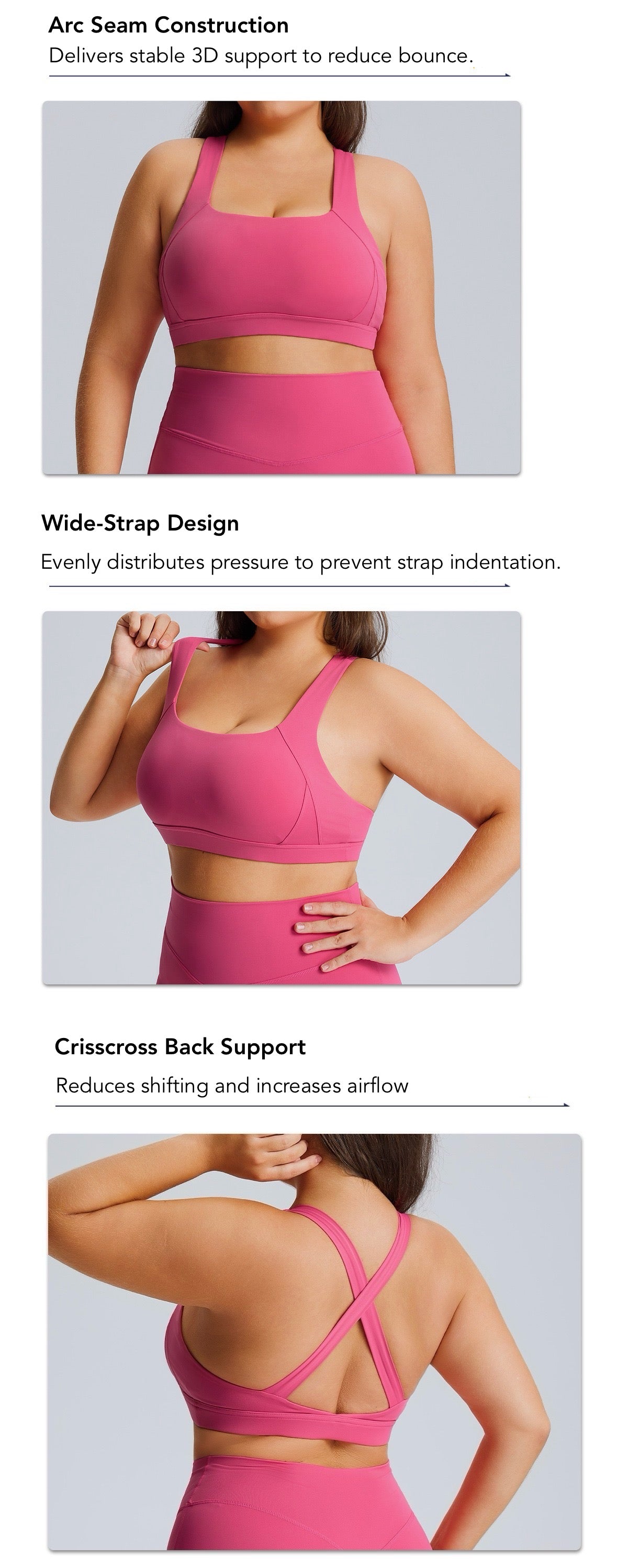 pink sports bra for large breasts