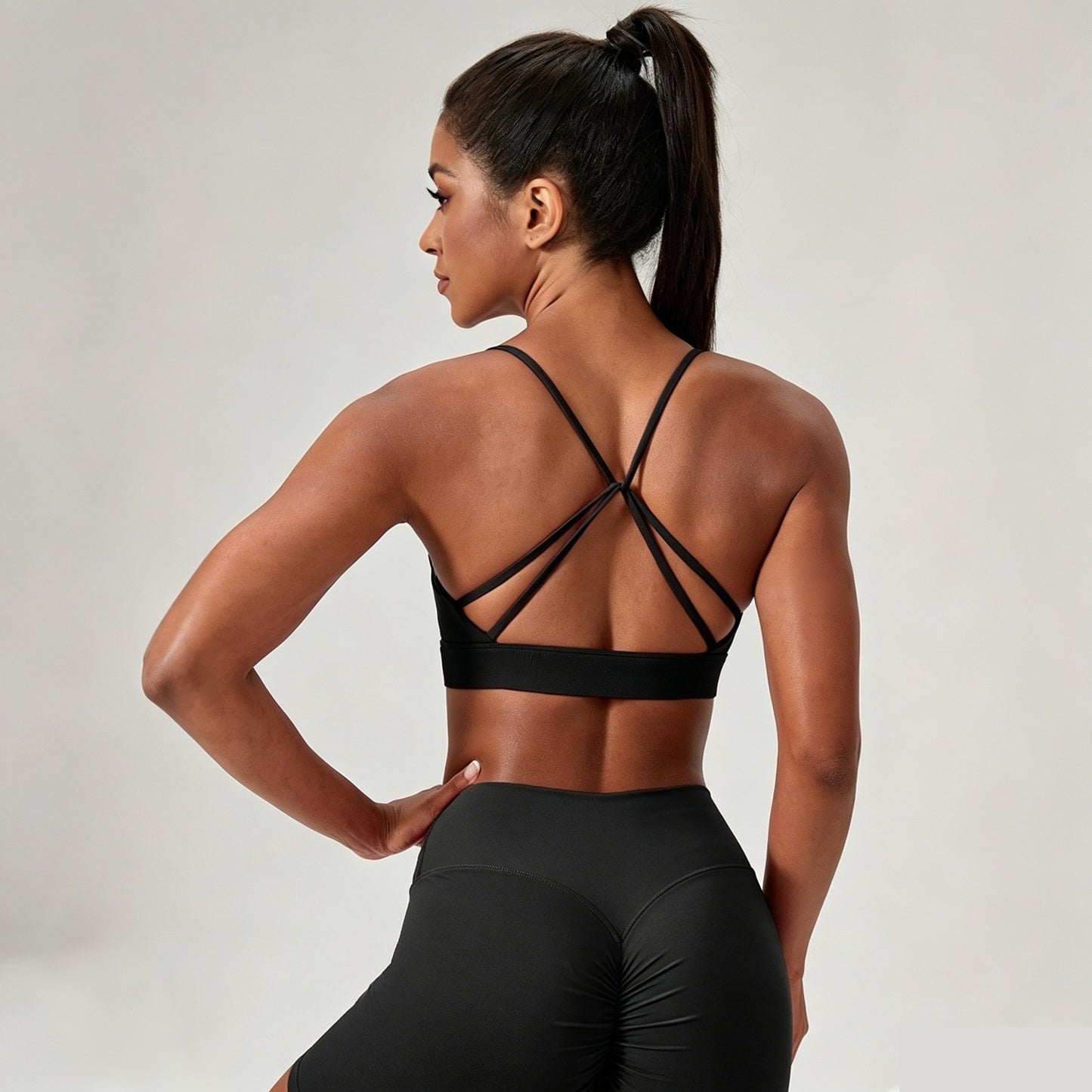 crisscross back sports bra black