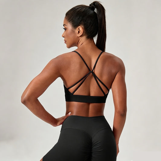 crisscross back sports bra black