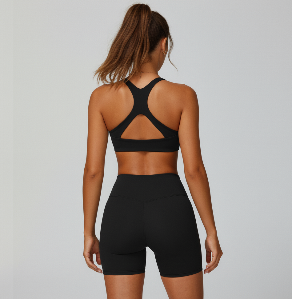 black crossback sports bra