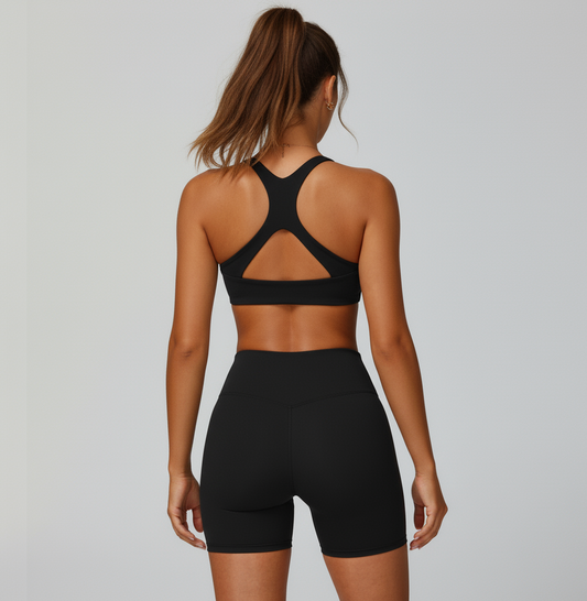 black crossback sports bra