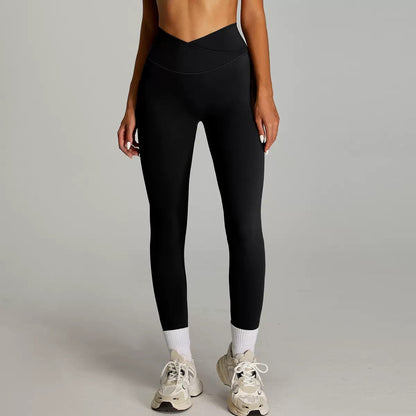 black crossover leggings