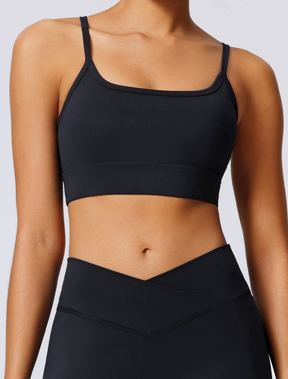 black gym sports bra for women