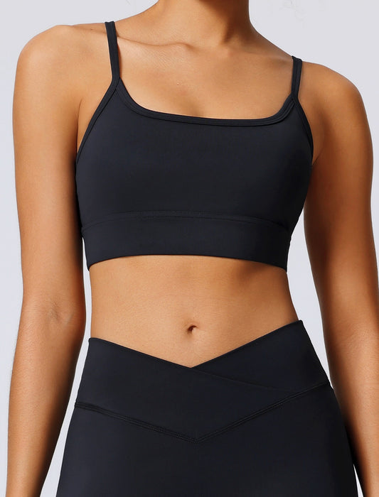 black gym sports bra for women