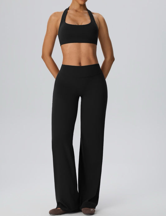 black high rise straight yoga pants