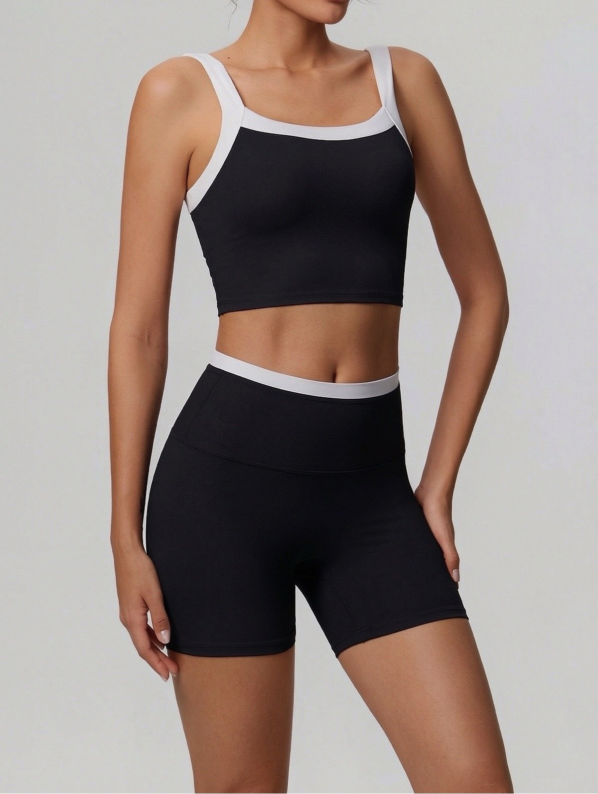 black high rise workout shorts