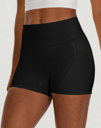 black pocket biker shorts women
