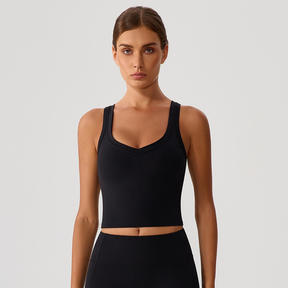 black racerback sports bra
