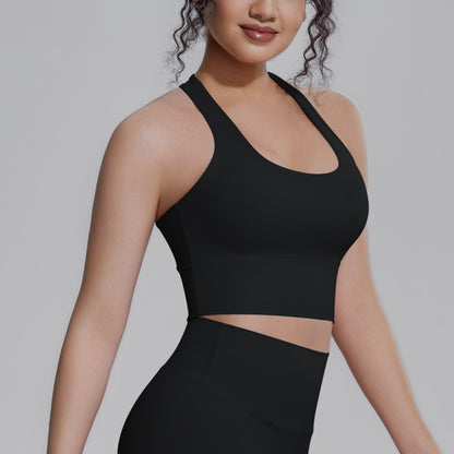 black seamless sports bra top
