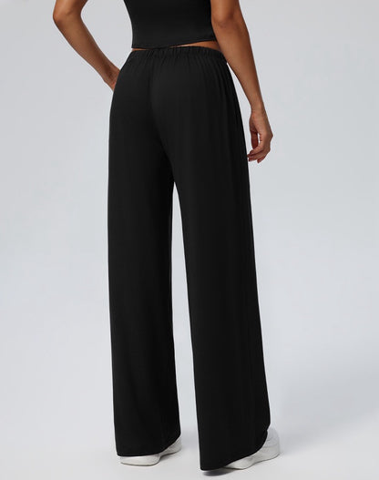 black straight leg trousers women
