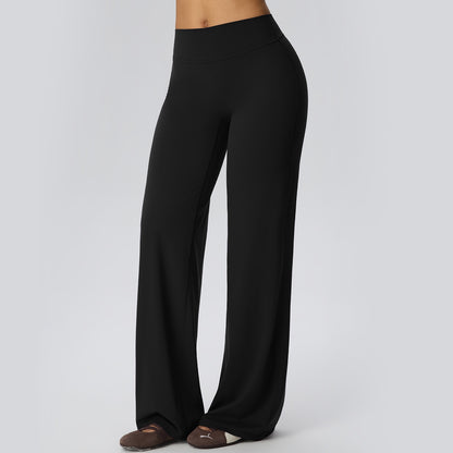 black straight leg yoga pants
