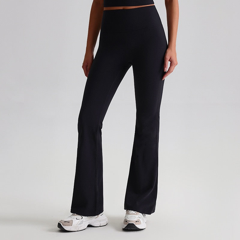 black workout leggings with flare