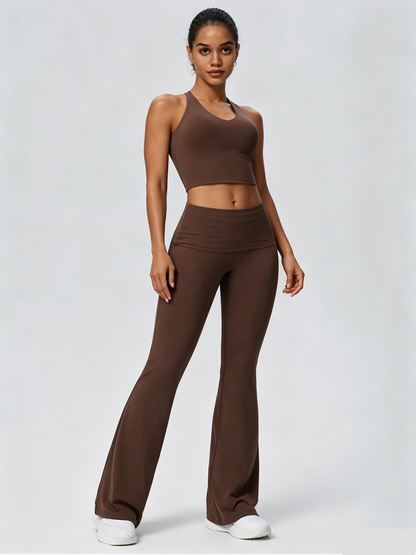 body contour flare pants brown