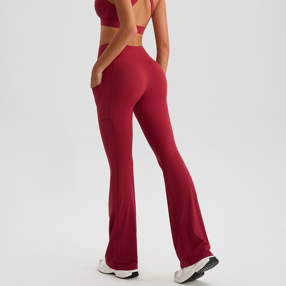 bootcut workout pants red colour