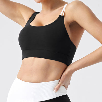 breathable colour block sports bra