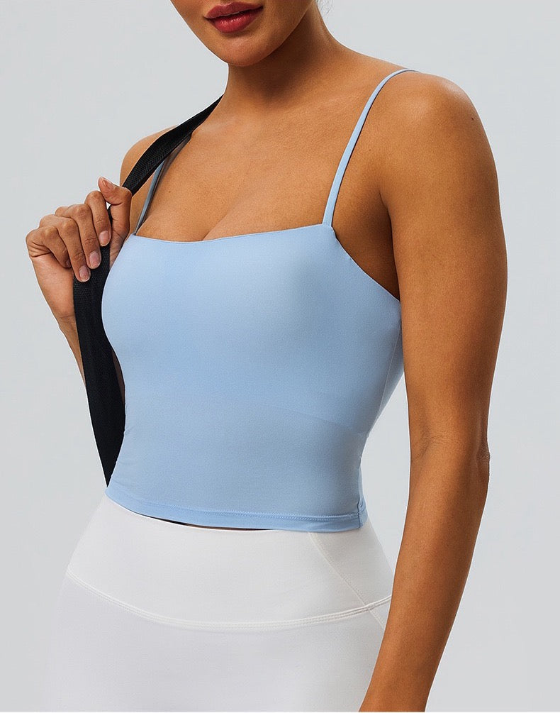 blue longline workout top 