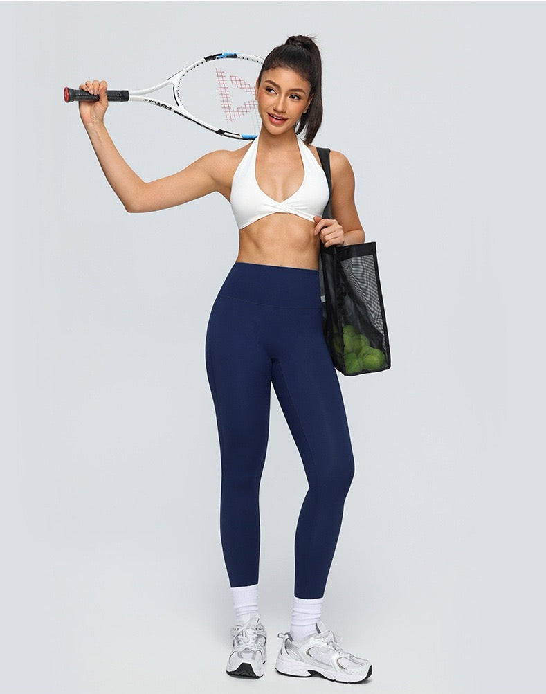 navy blue breathable running leggings