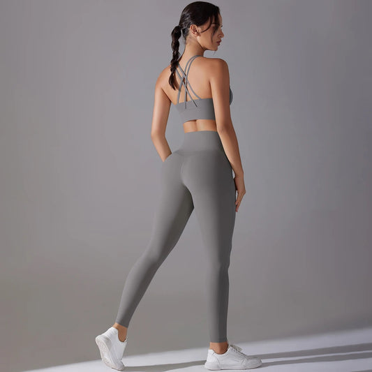 Women's Seamless 2-Piece Workout Set - Grey