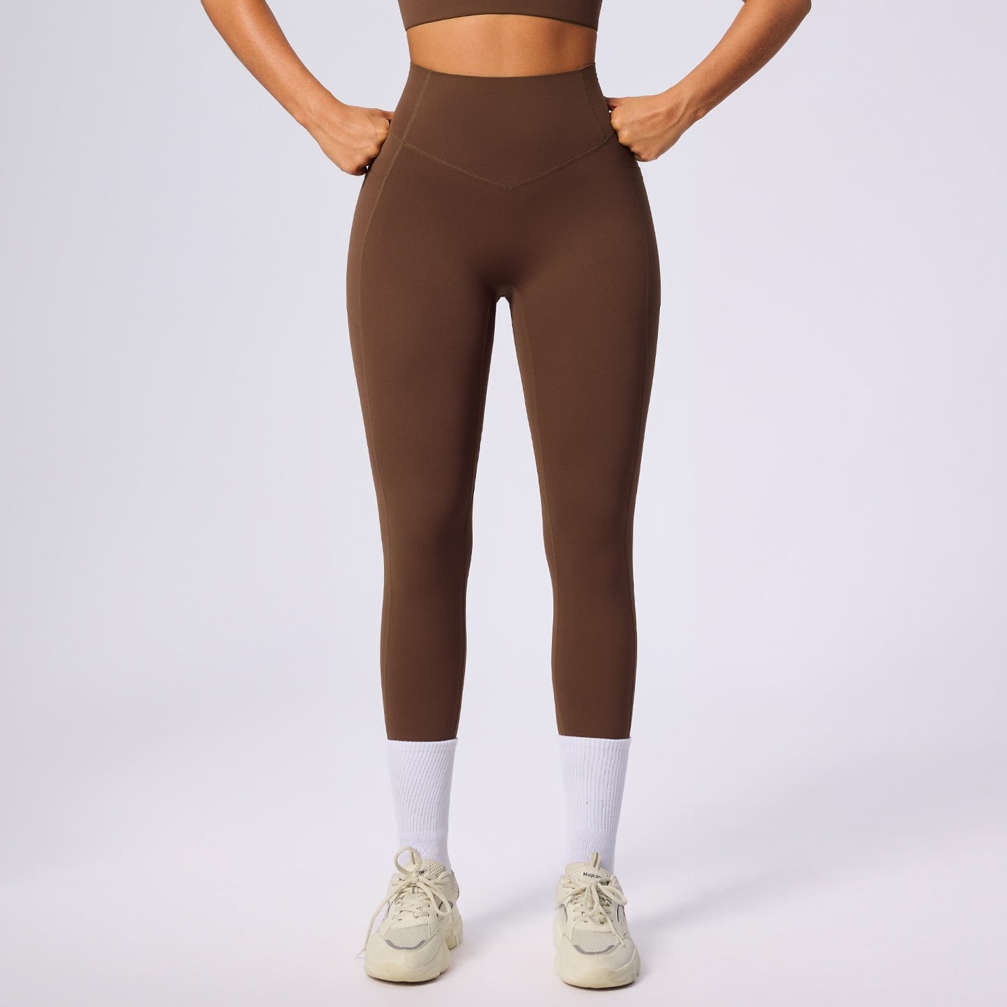 breathable stretch leggings brown colour