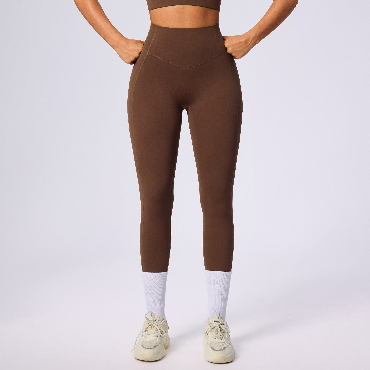 breathable stretch leggings brown colour