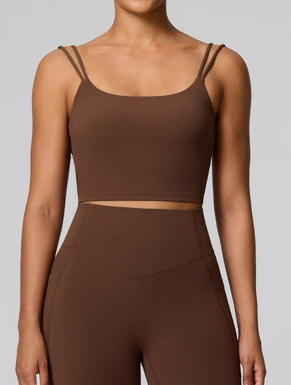 brown crop top for yoga women