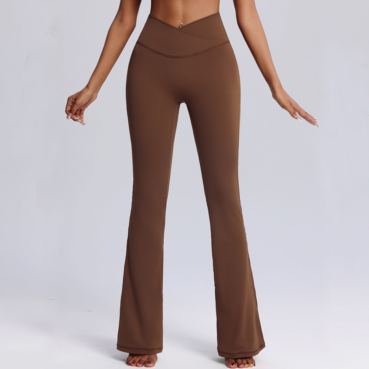 brown crossover yoga pants