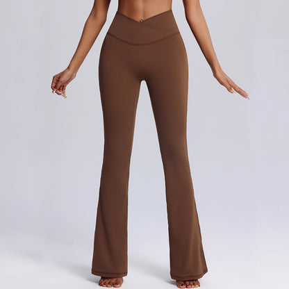 brown crossover yoga pants