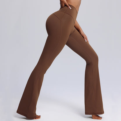 coffee brown sculpting flared leggings