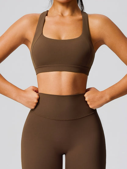 brown seamless sports bra