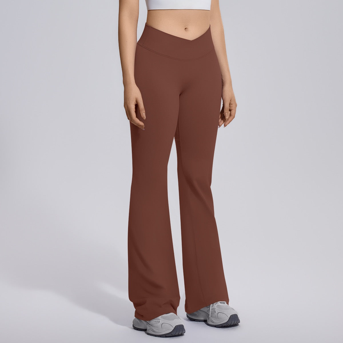 squat proof flare leggings brown