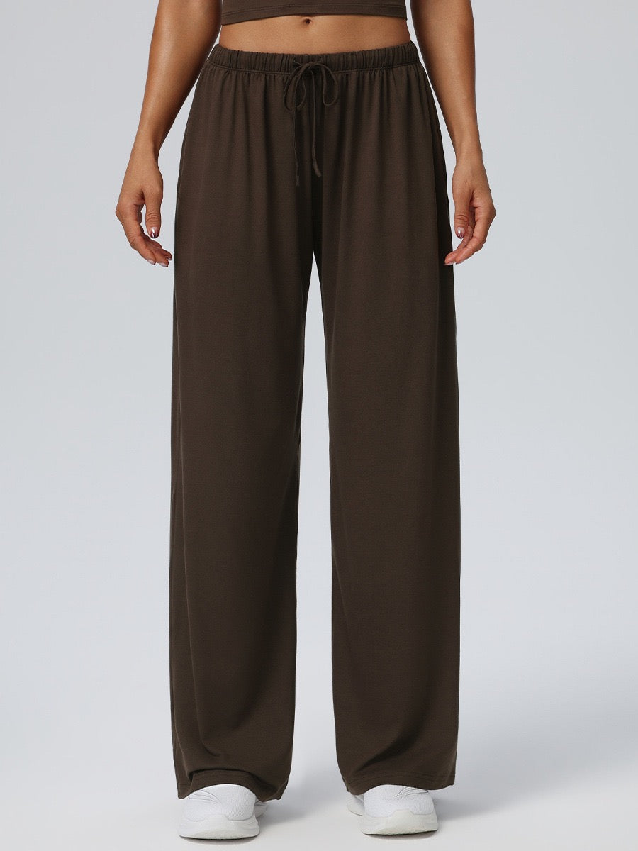 brown wide leg trousers women