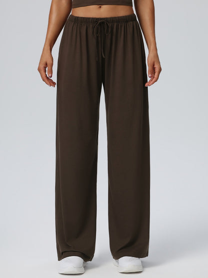 brown wide leg trousers women