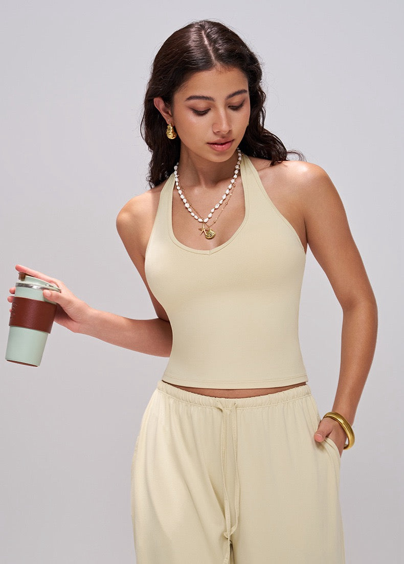 built in bra tank top yellow colour