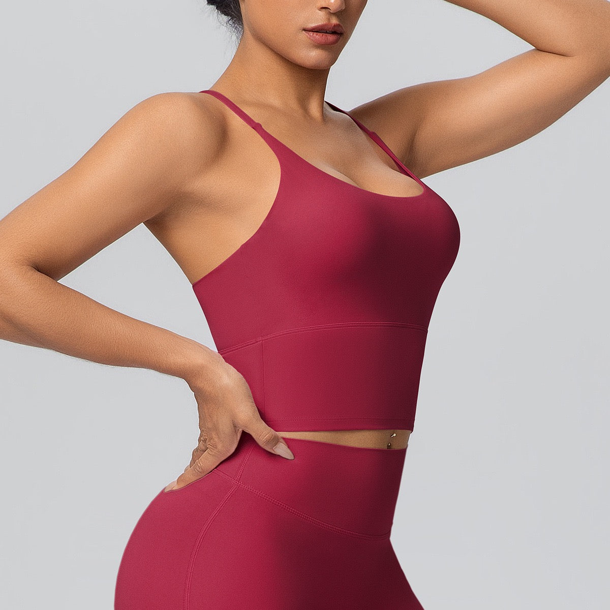red crop top with removable pads