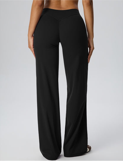 black straight leg yoga pants