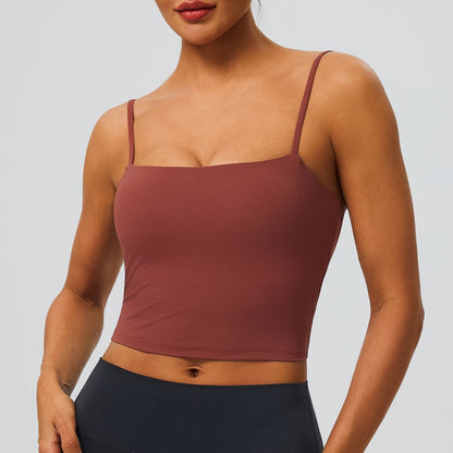 square neck padded sports tank