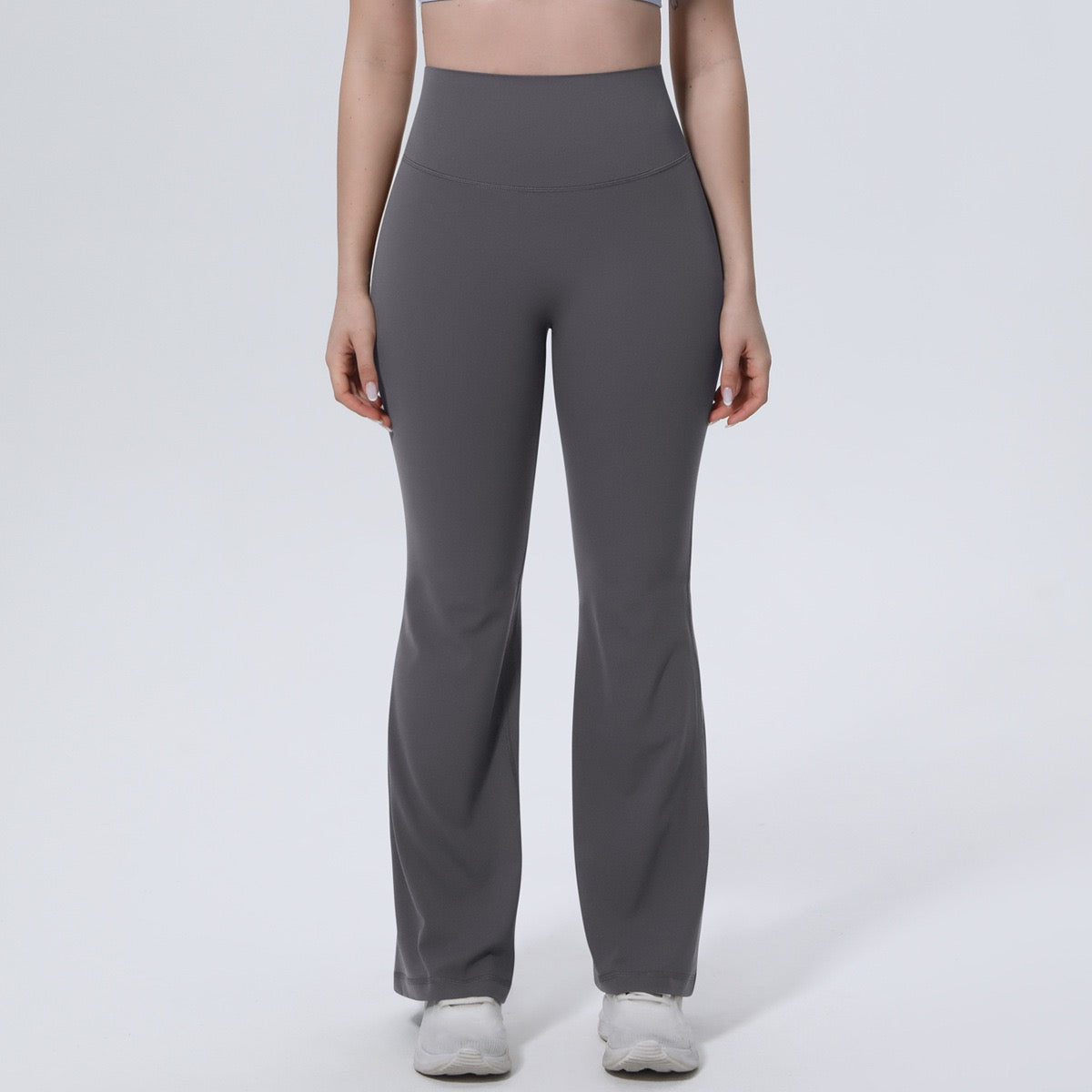 grey flare leggings pilates coffee run outfit