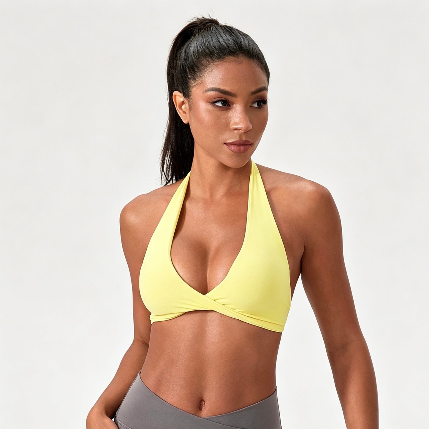 chic yoga outfit yellow colour