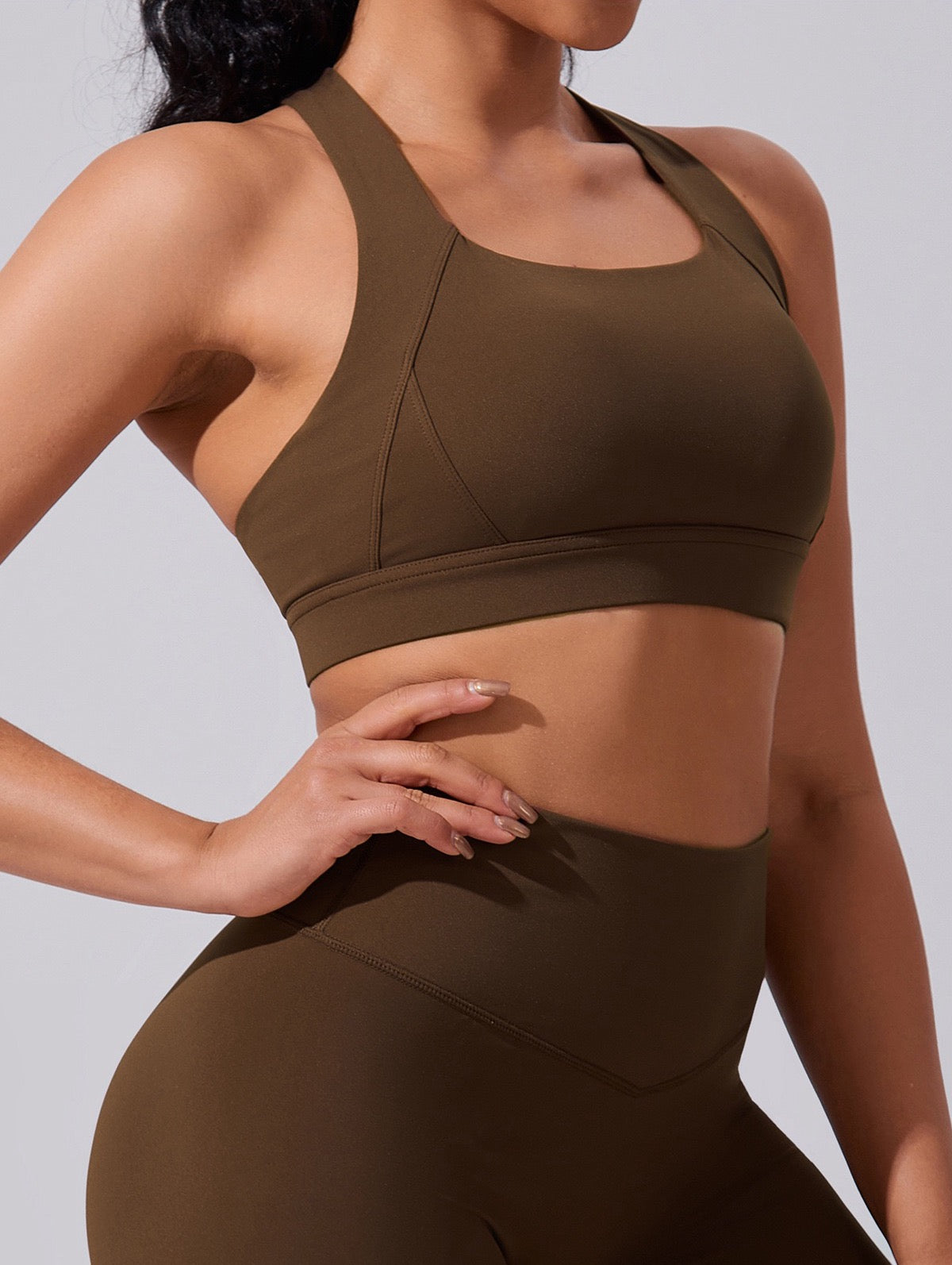 chocolate brown sports bra