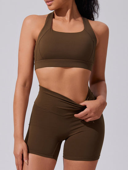chocolate brown yoga bra