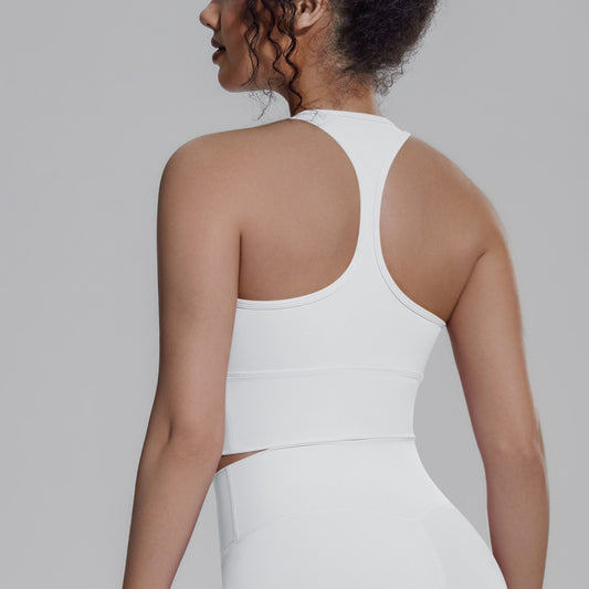 clean white yoga crop top women