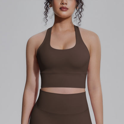 coffee brown gym crop top women