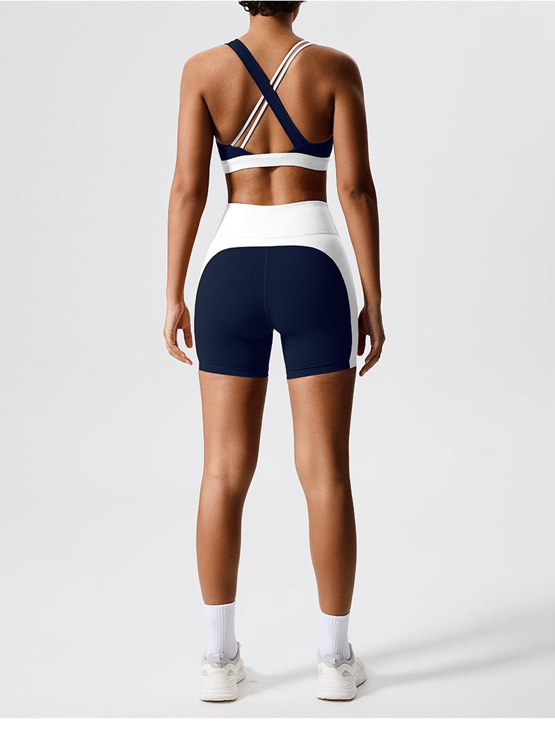 color block crisscross sports bra