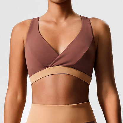 Color Block Crisscross Sports Bra - Green